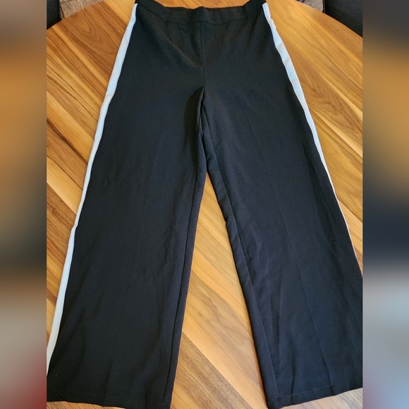 Ella Blue Womens Black Dress Pants with White Stripe, Size L, Good Condition - Picture 1 of 4
